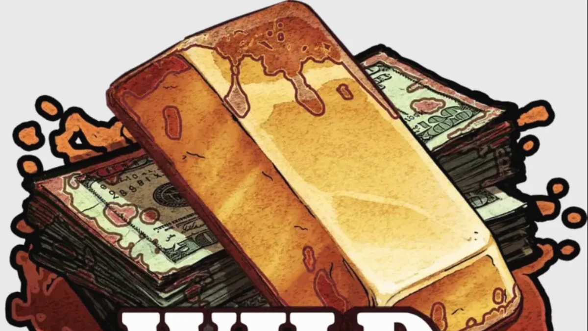 Pemandangan gurun gersang dengan elemen koboi di slot Revolvero